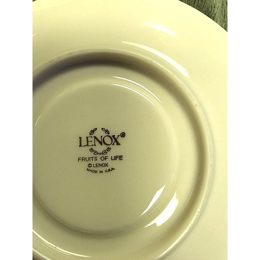 Lenox Fruits of Life Saucer Round Plate Raised Fruits and Leaves